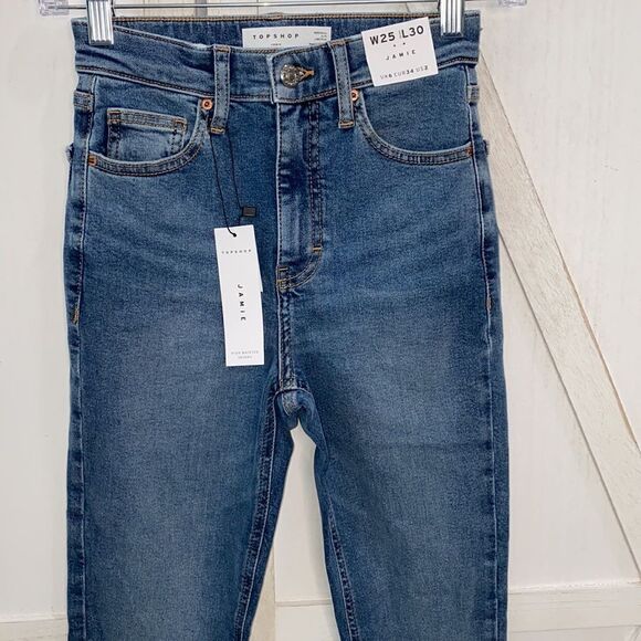 Topshop Jamie High Waisted Skinny Ripped Hem Jeans Size 2 - Picture 4 of 16